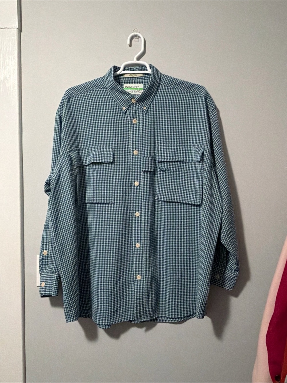 Orvis Buzz Off Men's XXL Shirt Insect Shield Fishing Outdoor Pocket Blue Plaid